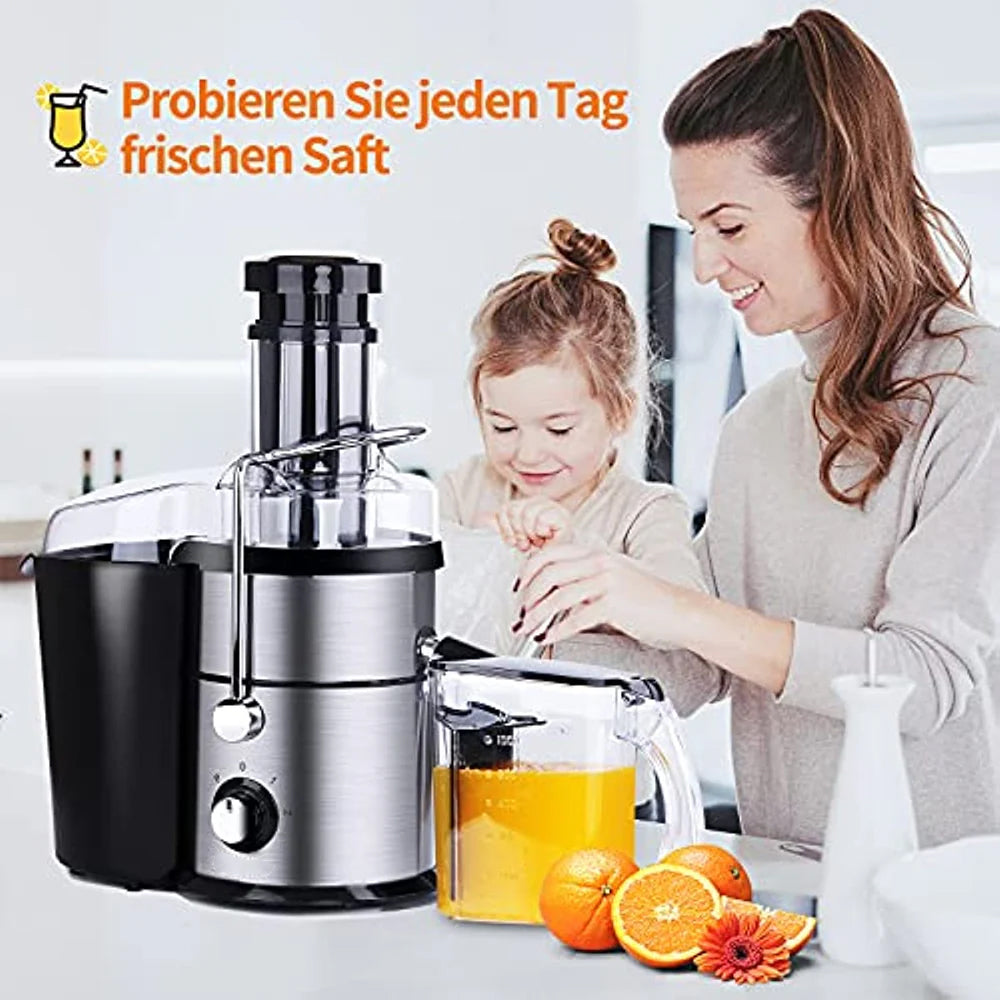 Entsafter für Obst und Gemüse, Entsafter aus Edelstahl, Zentrifugalentsafter 1000W Juicer mit 1L Saftkanne 73mm Füllöffnung Saftpresse Elektrisch