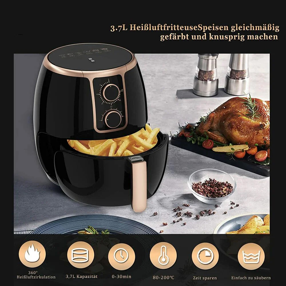 3.7L Heißluftfritteuse Fritteuse Heissluft Ohne Fett 1500W Airfryer