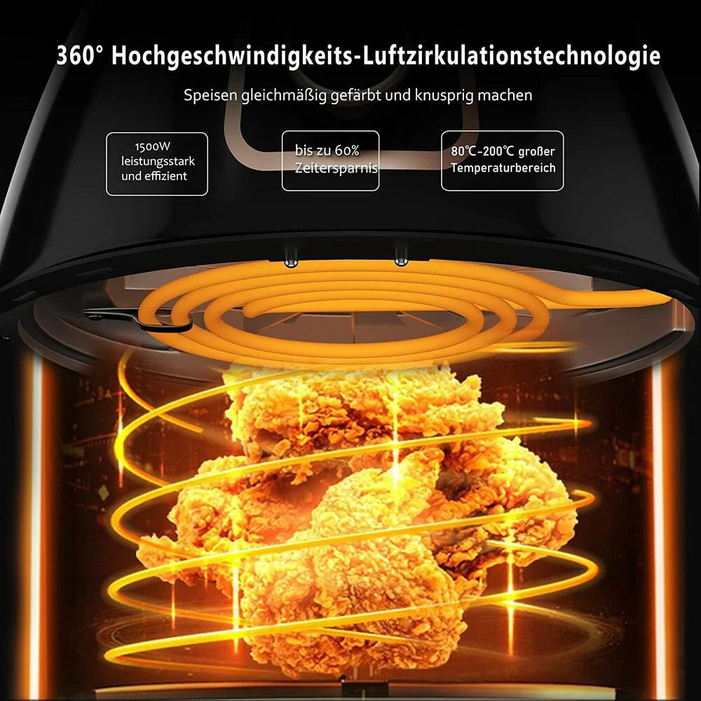 3.7L Heißluftfritteuse Fritteuse Heissluft Ohne Fett 1500W Airfryer