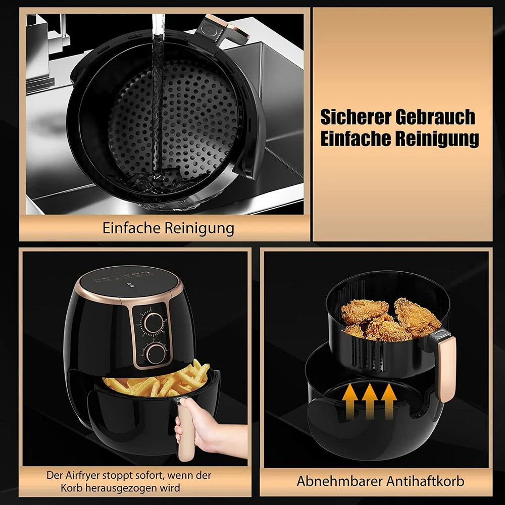 3.7L Heißluftfritteuse Fritteuse Heissluft Ohne Fett 1500W Airfryer