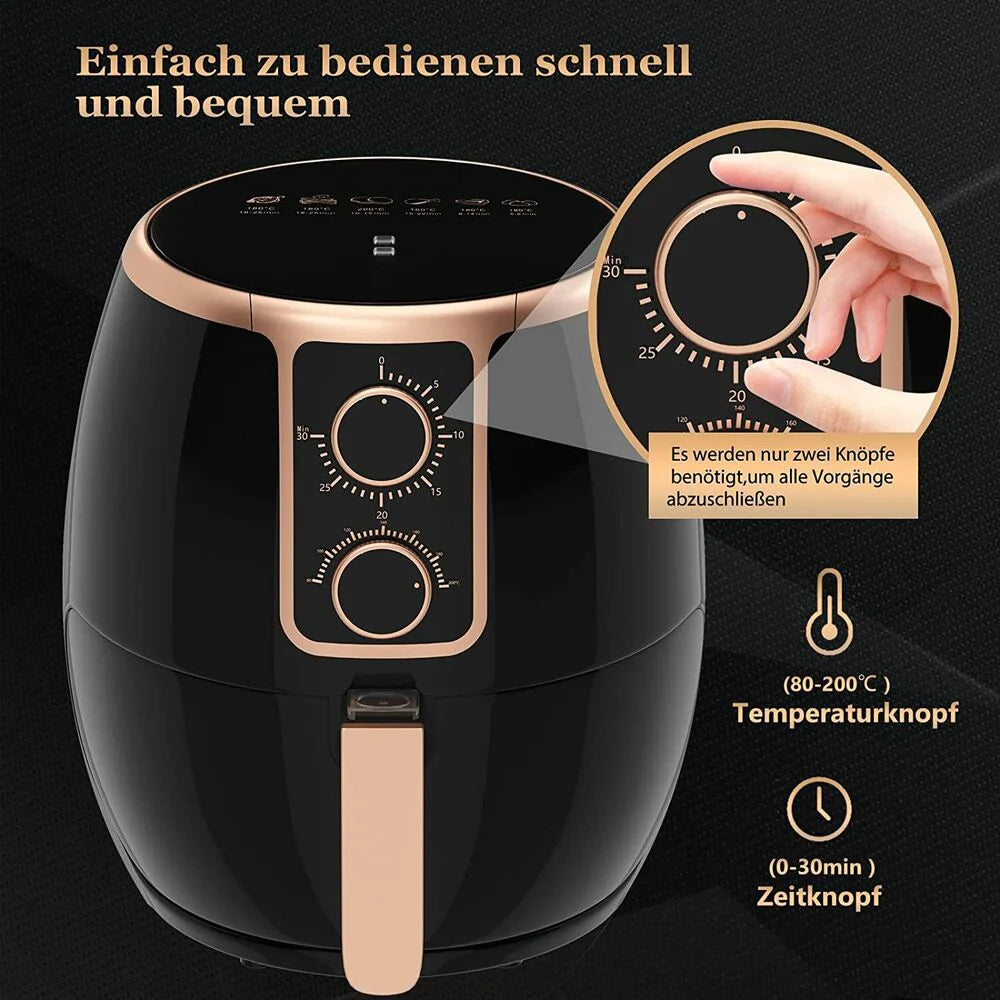 3.7L Heißluftfritteuse Fritteuse Heissluft Ohne Fett 1500W Airfryer