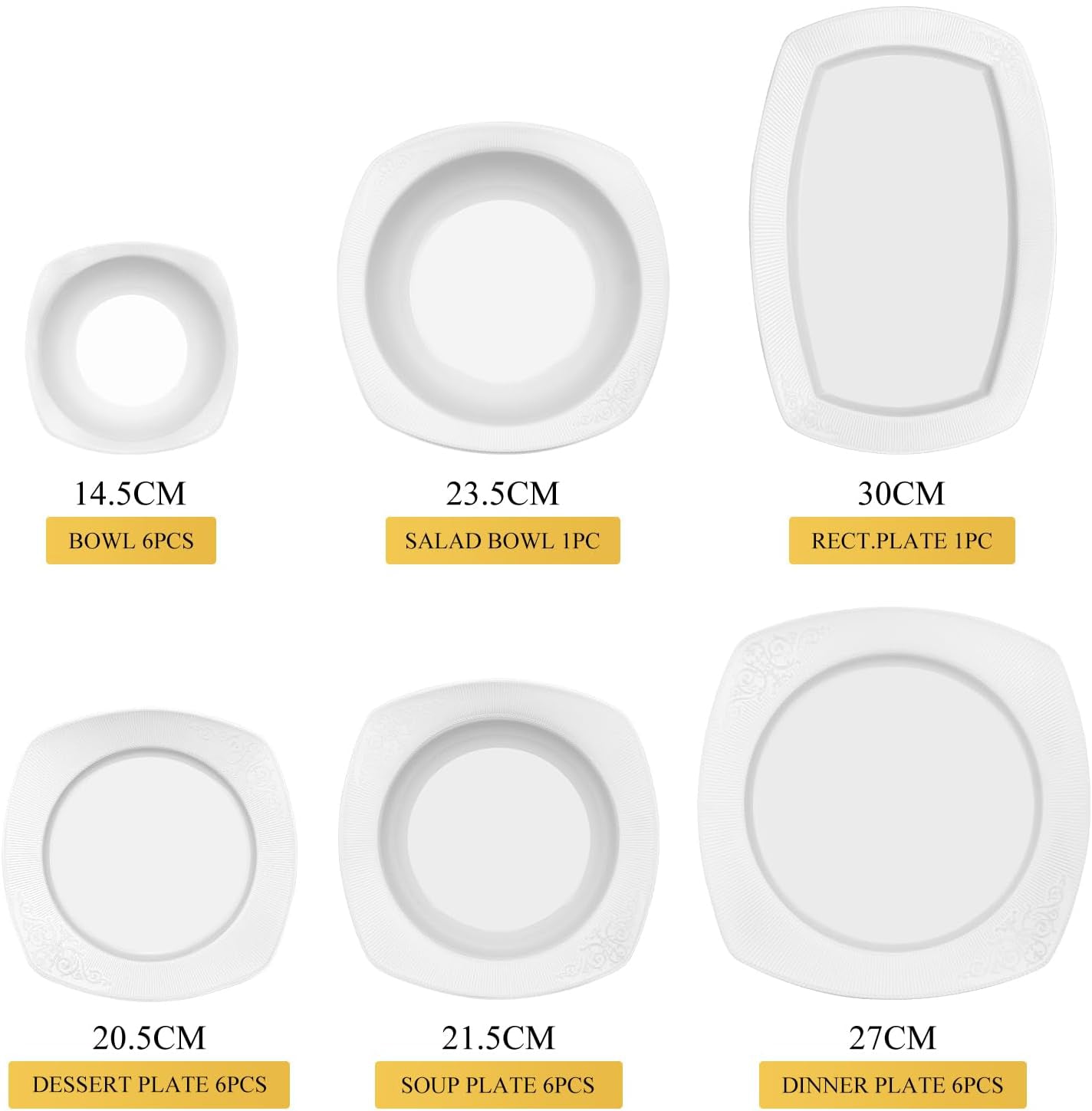 26-teiliges Porzellantischset für sechs Personen zum Dekorieren des Tisches.