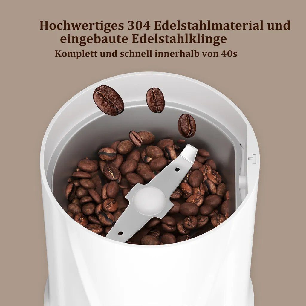 Kaffeemühle 200W Elektrische Kaffeemühle mit 304 Edelstahlmesser 50g Kapazität