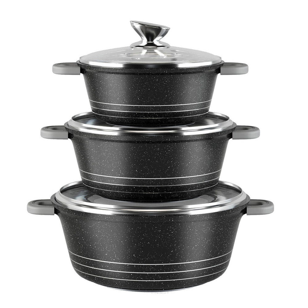 Pot set with glass lid cooking pot set induction pots set, 2.2L/24cm, 4L/28cm, 6L, pots set, with non-stick coating