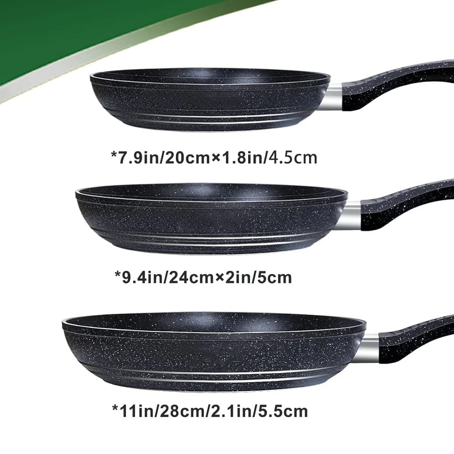 3-piece pan set, pan 20/24/28 cm, frying pan, pans induction 