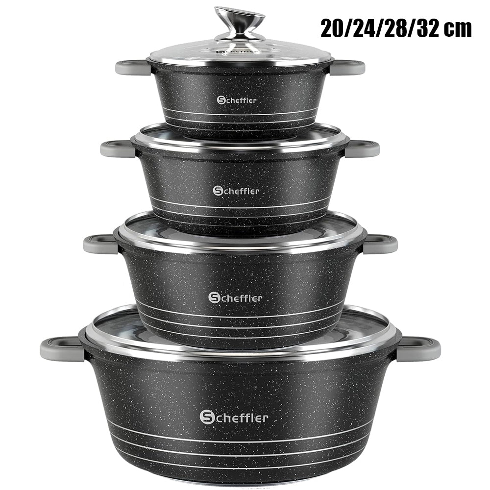 Pot set 24cm, 4L&amp;28cm, 6L&amp;32cm, 10L&amp;36cm, 14L cooking pot set induction with glass lid