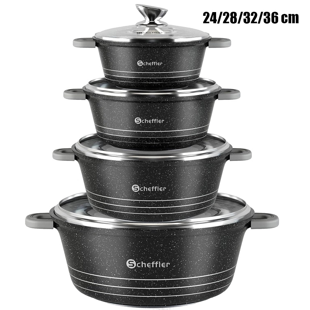 Pot set 24cm, 4L&amp;28cm, 6L&amp;32cm, 10L&amp;36cm, 14L cooking pot set induction with glass lid