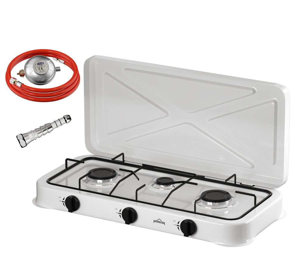 Camping gas cooker set, portable, 1.5M connection hose, pressure reducer, lightweight, easy to clean 