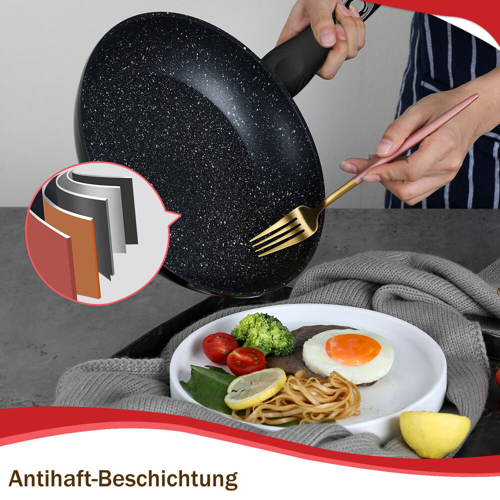 10-teiliges Topf und Pfannenset mit Antihaft-Marmor-Beschichtung. Homelux Langlebiges Aluminium-Dualble-Kochgeschirr induktionsgeeignet