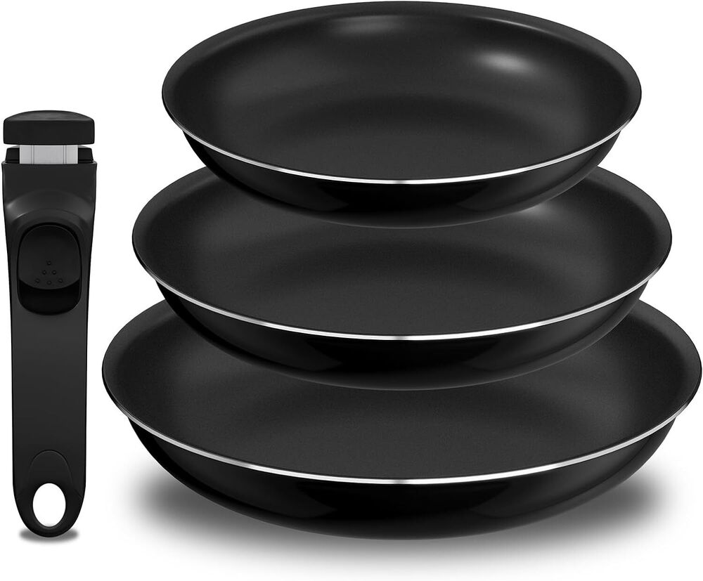 HOMELUX pan set, frying pan with removable handle, pans, induction pan with non-stick coating