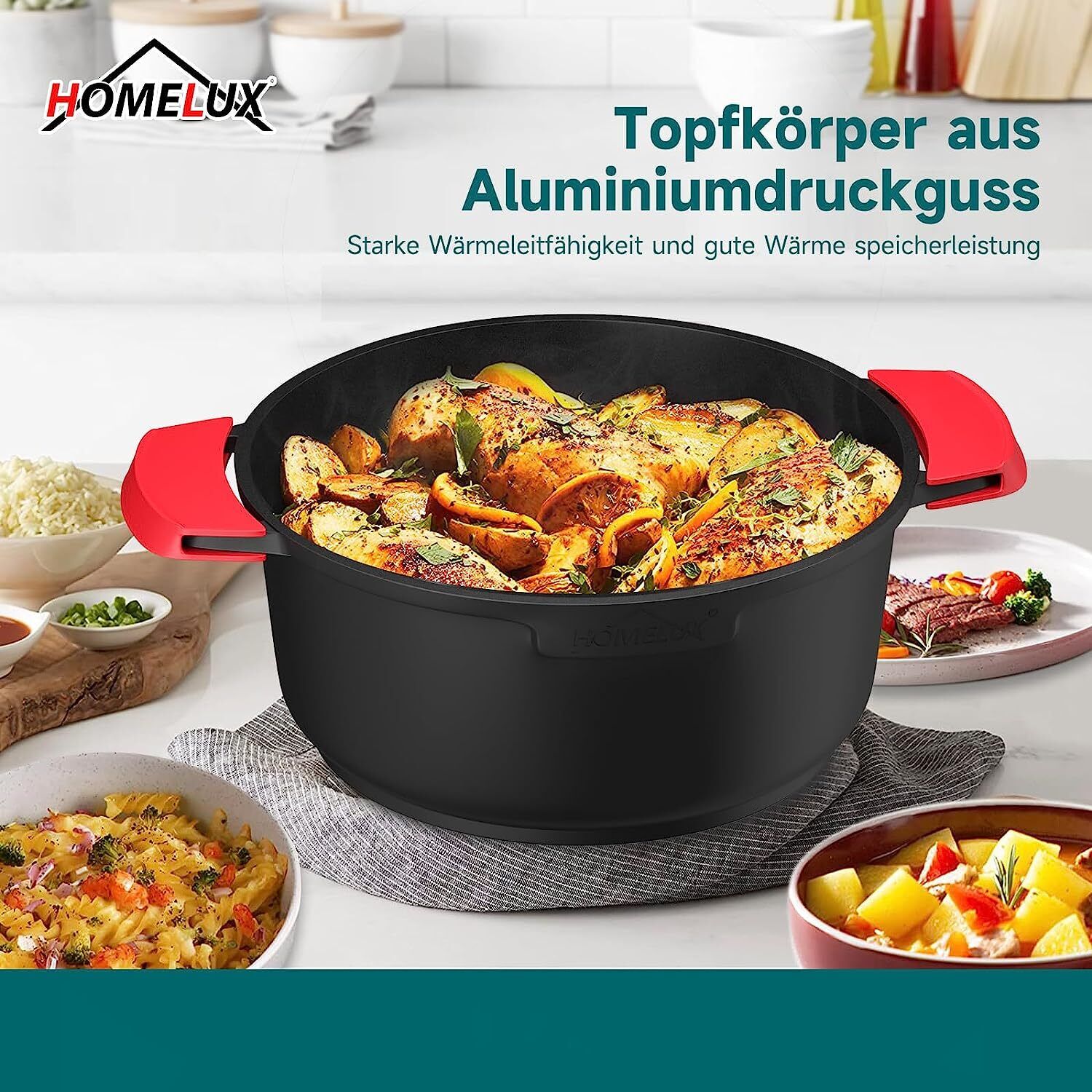 Induktion Kochtopf 24/28cm Topf Antihaftbeschichtung, für alle Herdarten 4L/6L