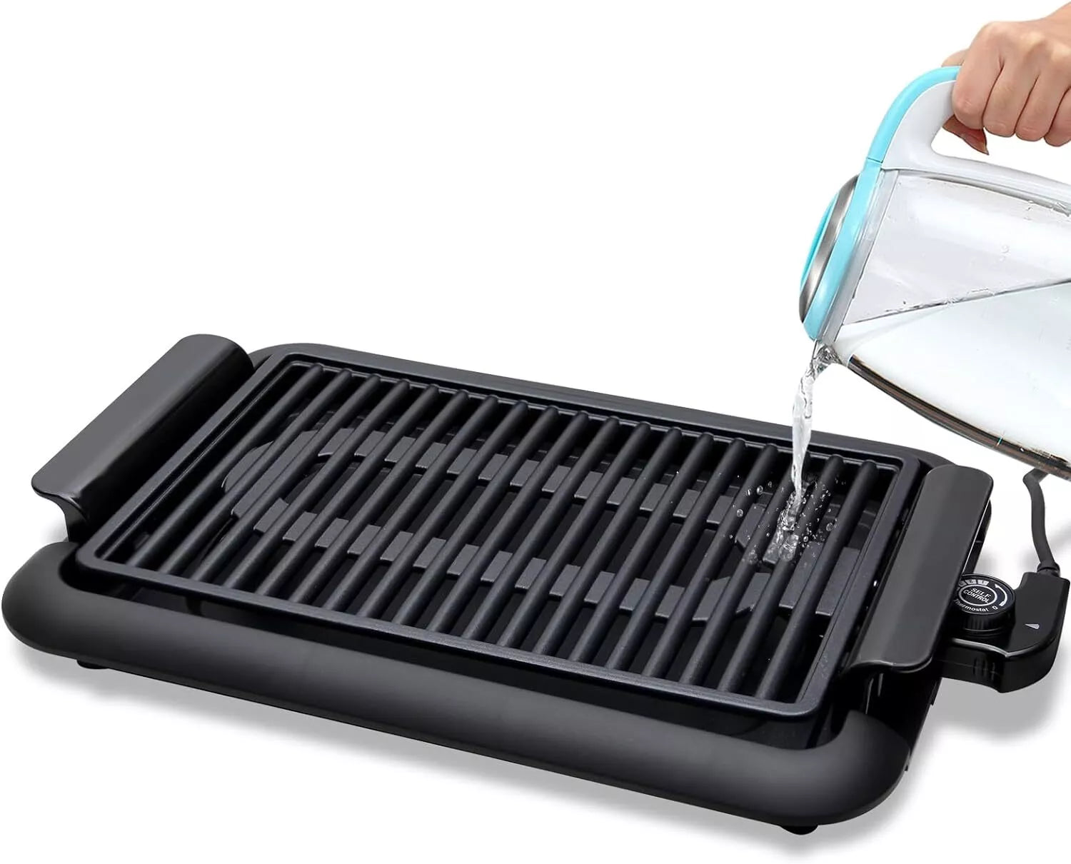 Electric grill 1200W: balcony &amp; portable, smoke-free. BBQ grill 38x25cm fast heating safe cooking constant temperature easy to clean