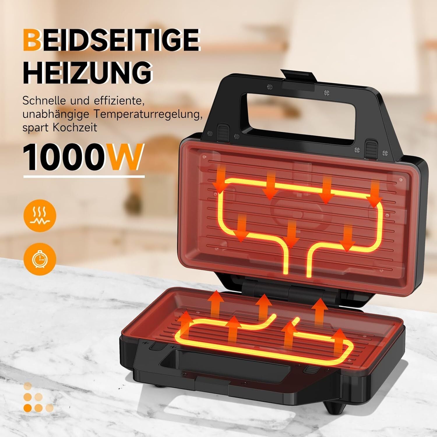 HOMELUX 3in1 Sandwichmaker 1000W Sandwichtoaster Waffeleisen Kontaktgrill