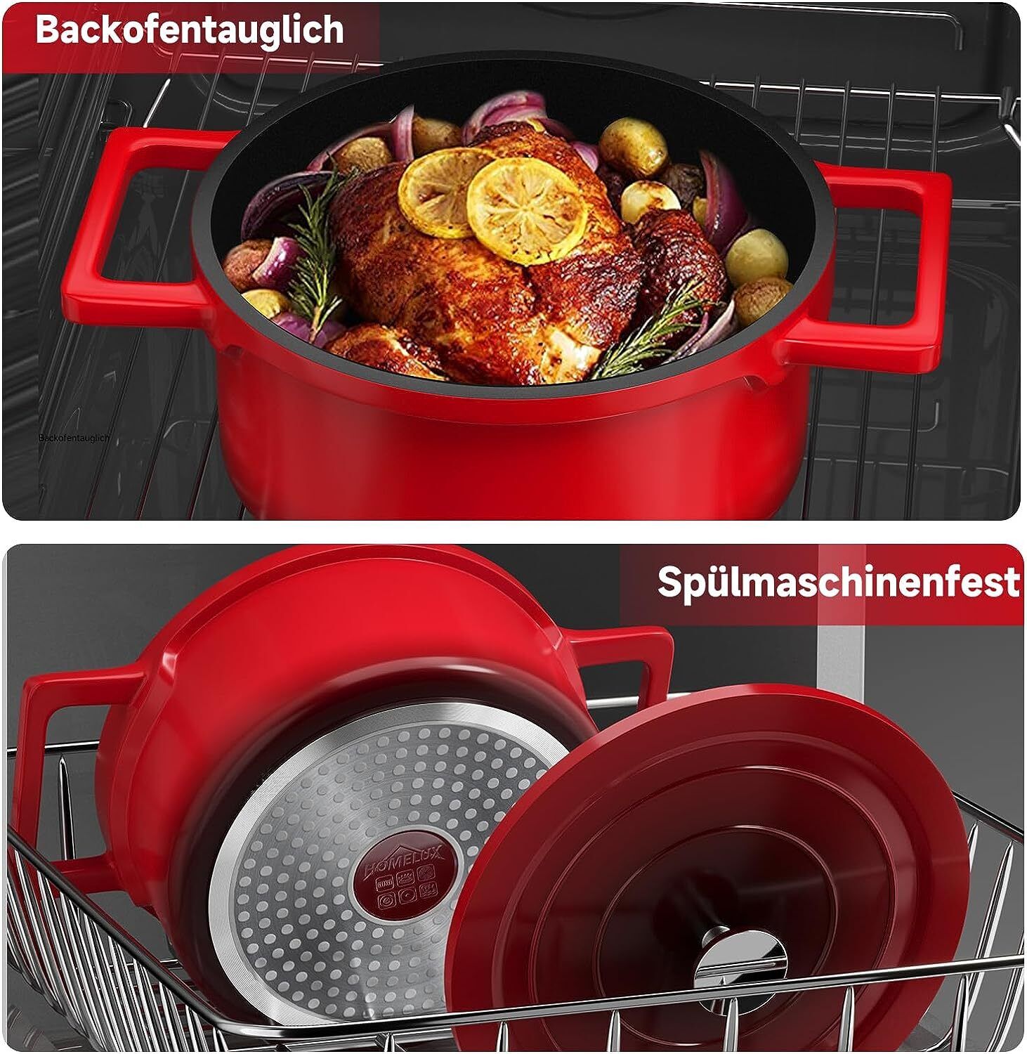 Topfset Induktions 20&24&28cm Kochtopf, Antihaftbeschichtung, für alle Herdarten