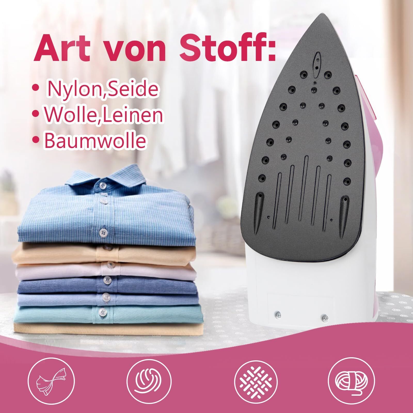 Steam iron ironing function, 1800W, 360° swivel cable 