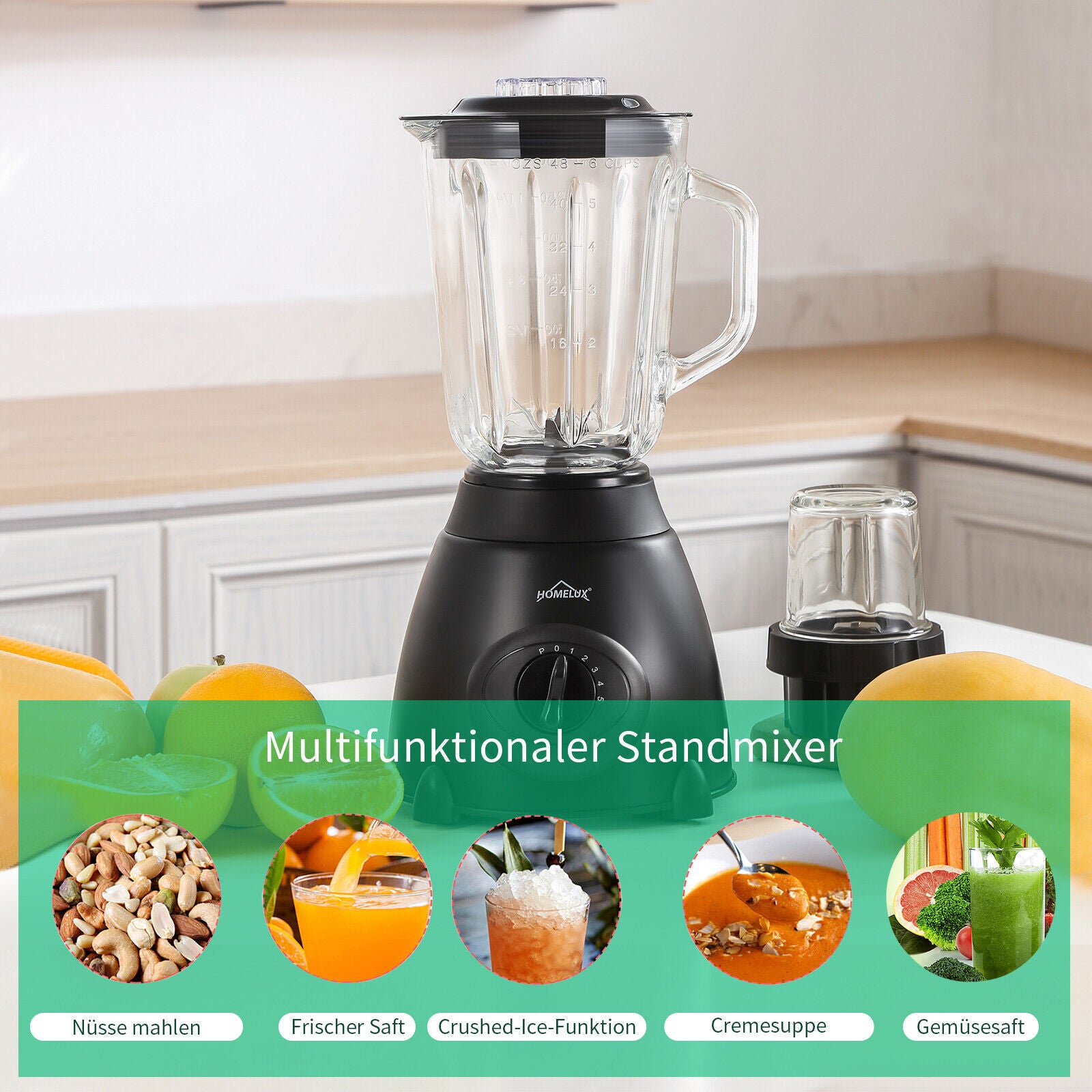 Stand Mixer Glass 350W 1.5L Mixer Smoothie 3 in 1 Universal Blender Maker