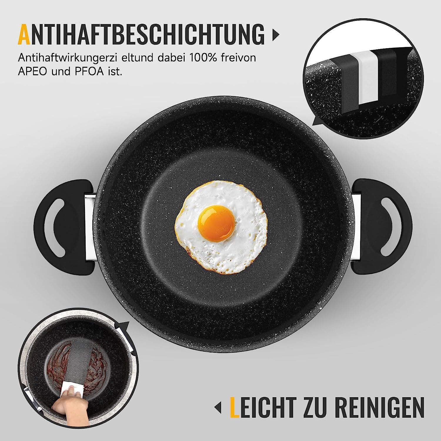 Pots Induction cooking pot with lid, non-stick coating, for all types of stoves 