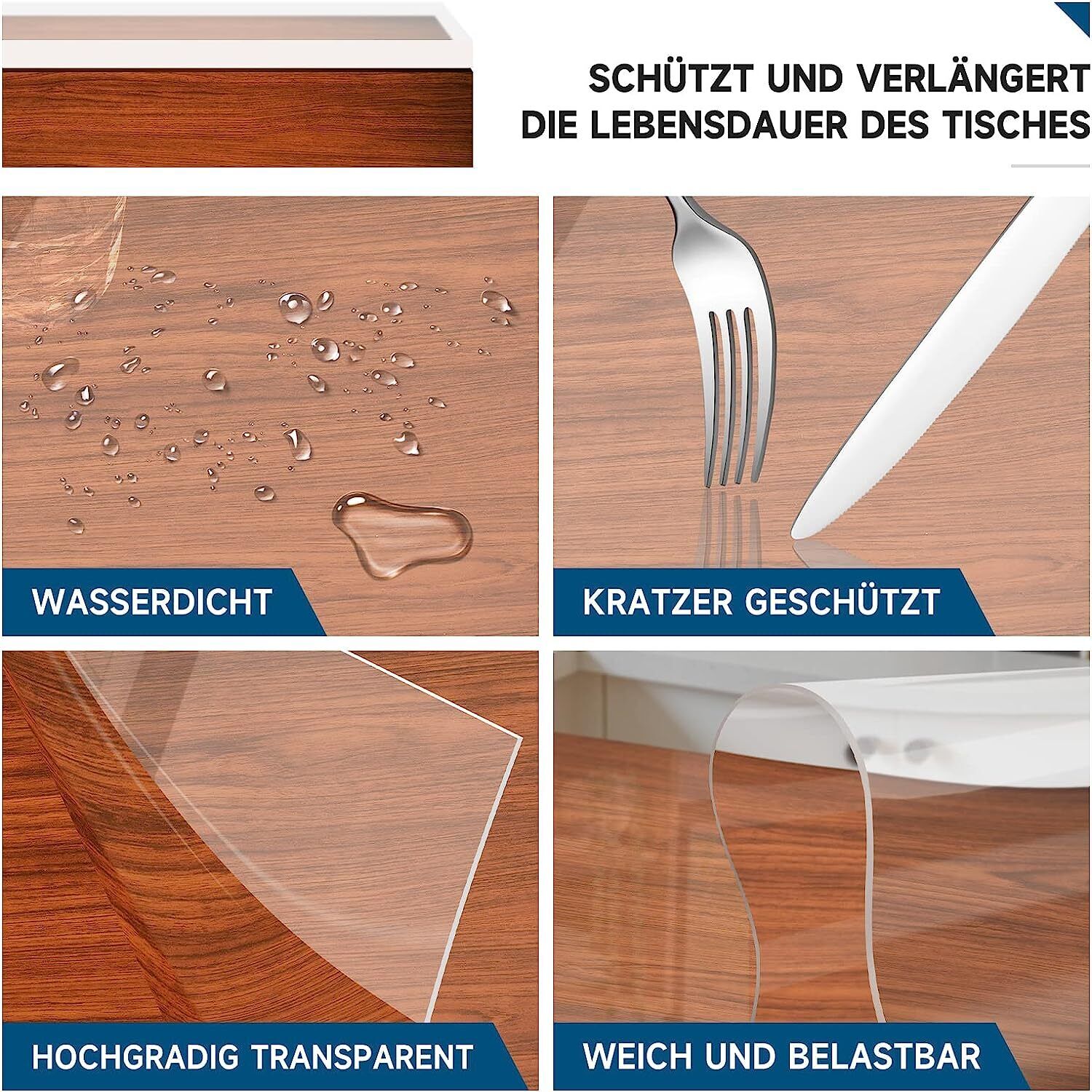 Tischfolie Tischdecke transparent Schutzfolie Tischschutz Tischmatte 1.8mm PVC