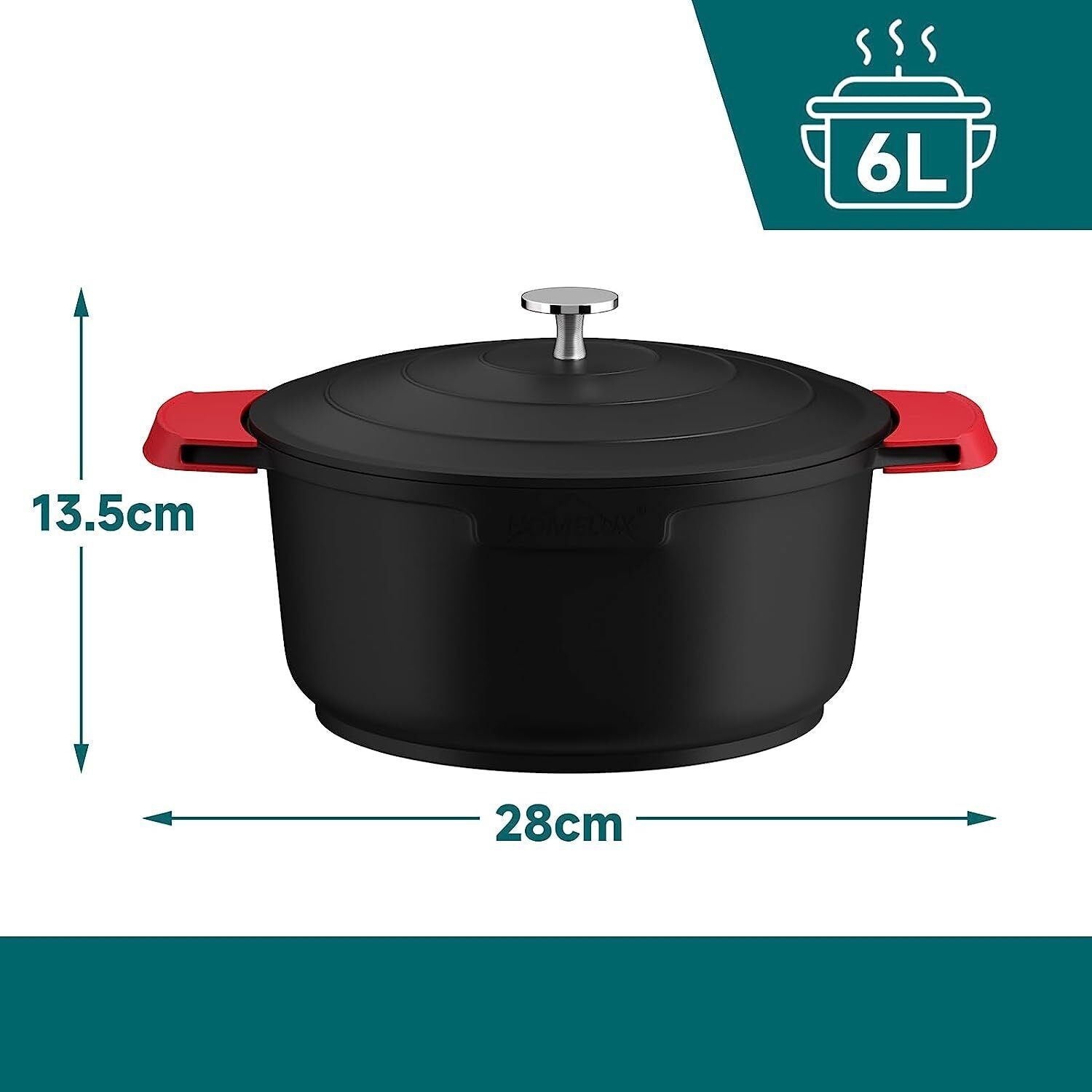 Induktion Kochtopf 24/28cm Topf Antihaftbeschichtung, für alle Herdarten 4L/6L