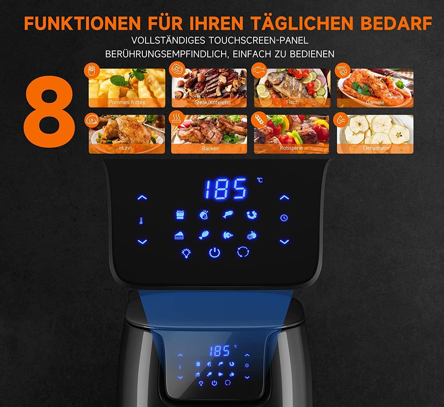 Airfryer XXL hot air fryer 12L hot air fryer mini oven 1800W