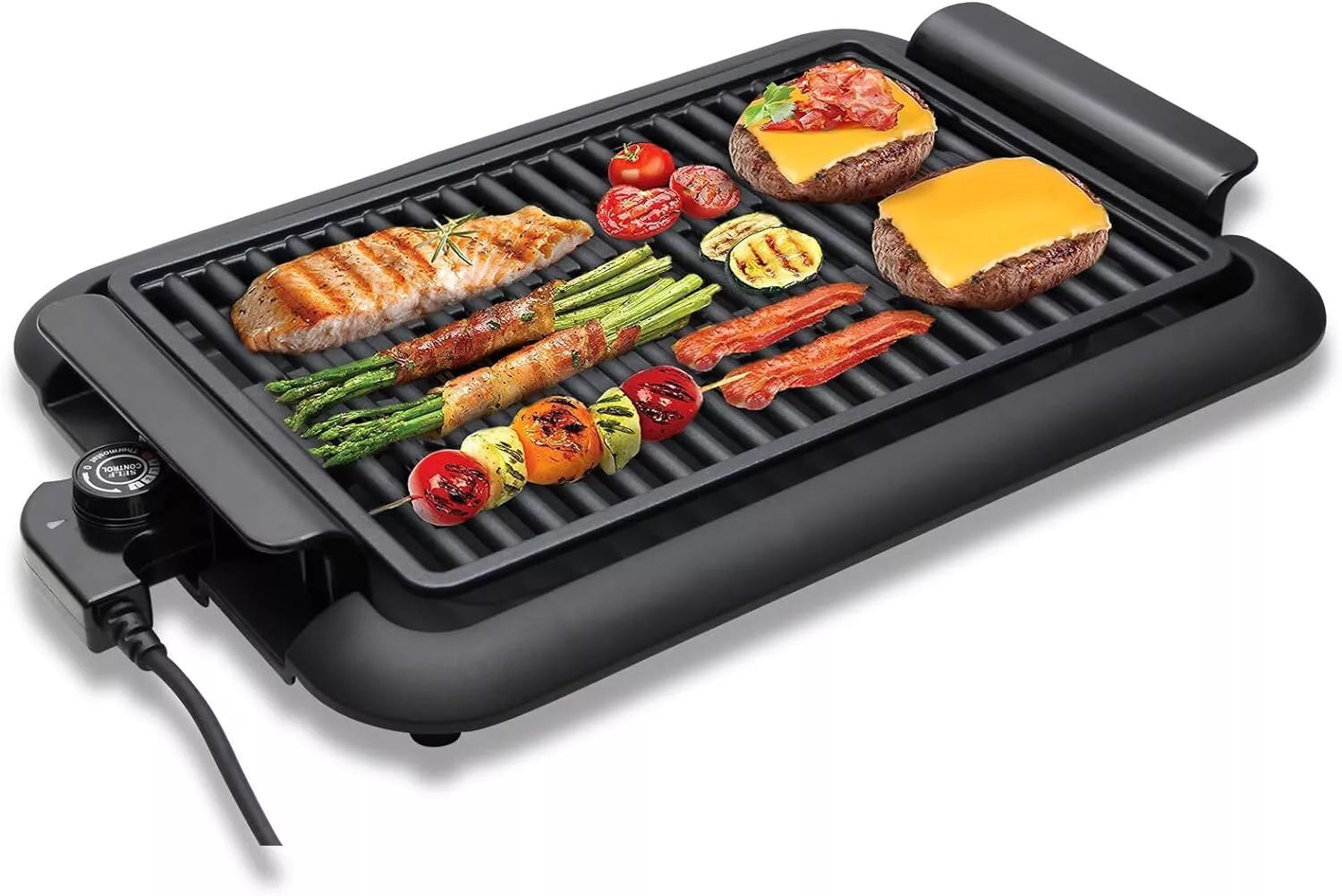 Elektrogrill 1200W: Balkon & tragbar, rauchfrei. BBQ Grill 38x25cm Schnellheizung sicheres Kochen konstante Temperatur leicht zu reinigen