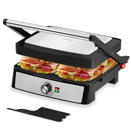 Kontaktgrill Sandwichmaker Panini Grill 2200W Toaster HOMELUX 34x23CM 3-in-1 Multifunktionsgrill für Paninis, Steaks, Sandwiches