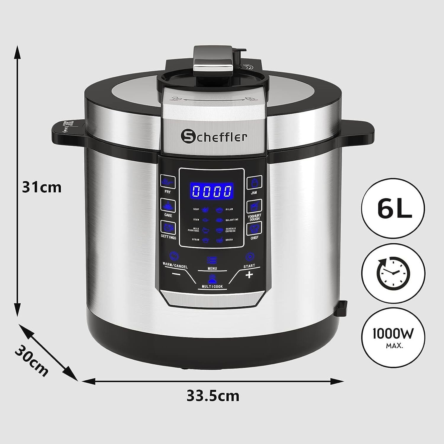 Multicooker 6L 1000W stainless steel rice cooker pressure cooker steamer rice 