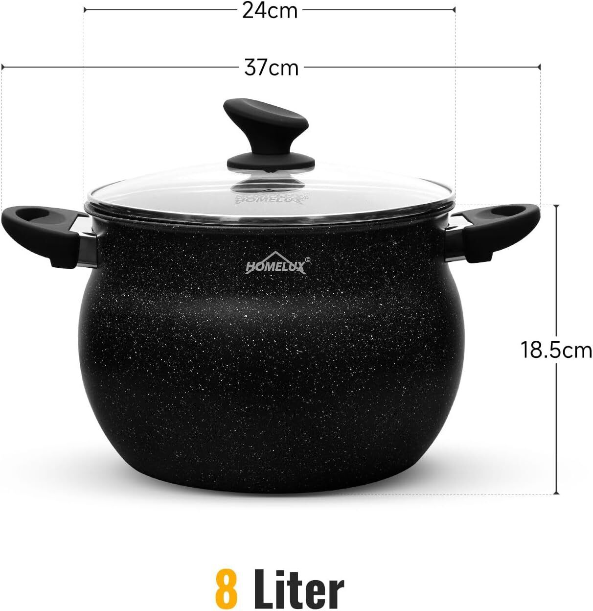 Pots Induction cooking pot with lid, non-stick coating, for all types of stoves 