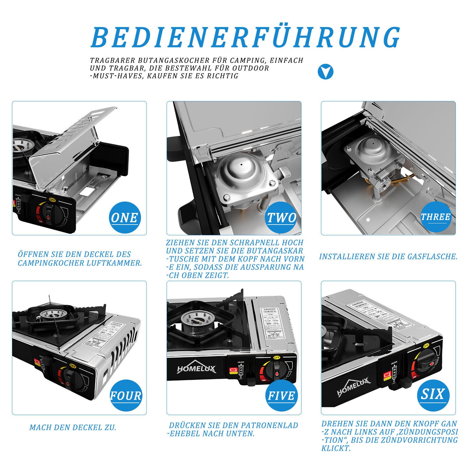 Gaskocher mit Drucksensor für maximale Sicherheit