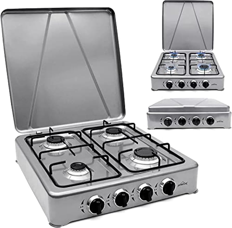 HOMELUX 6.2 KW gas cooker, 4 burner camping cooker hob cooker with lid stove gas outdoor