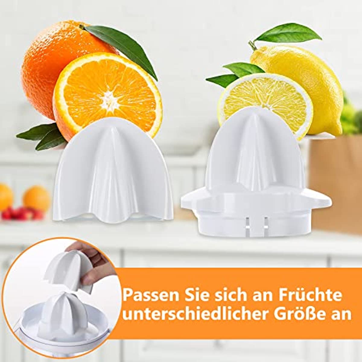 Homelux Zitronenpresse elektrisch 500ml Entsafter mit 2 Kegel Saftpresse elektrisch einstellbares Fruchtfleisch 45W Orangenpresse Hohe Entsaftungsrate