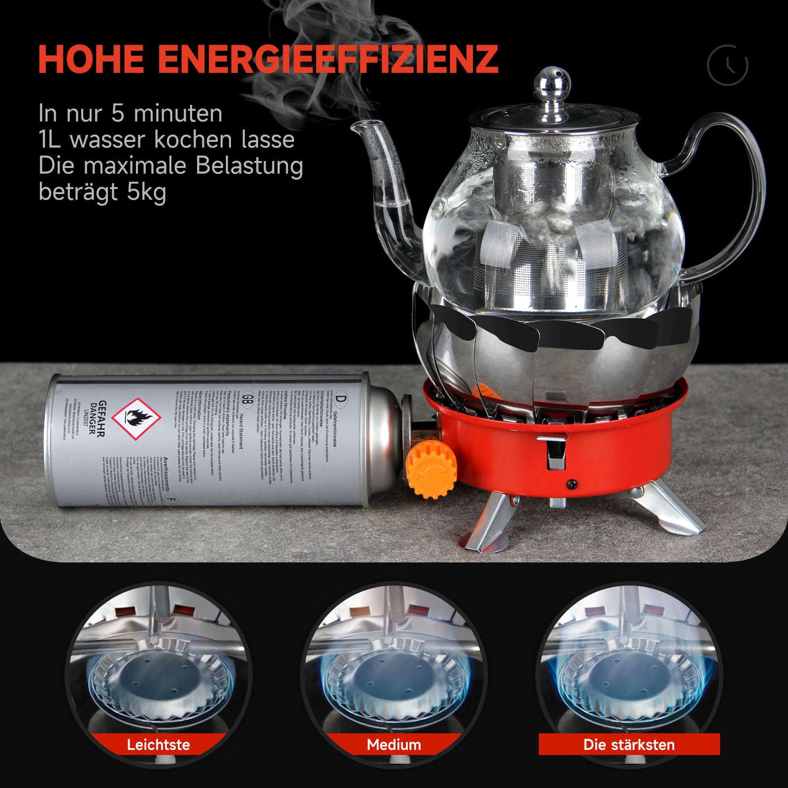 2,8 KW Mini Campingkocher Outdoor Camping Gas Kocher Stove Herd Kartuschenkocher