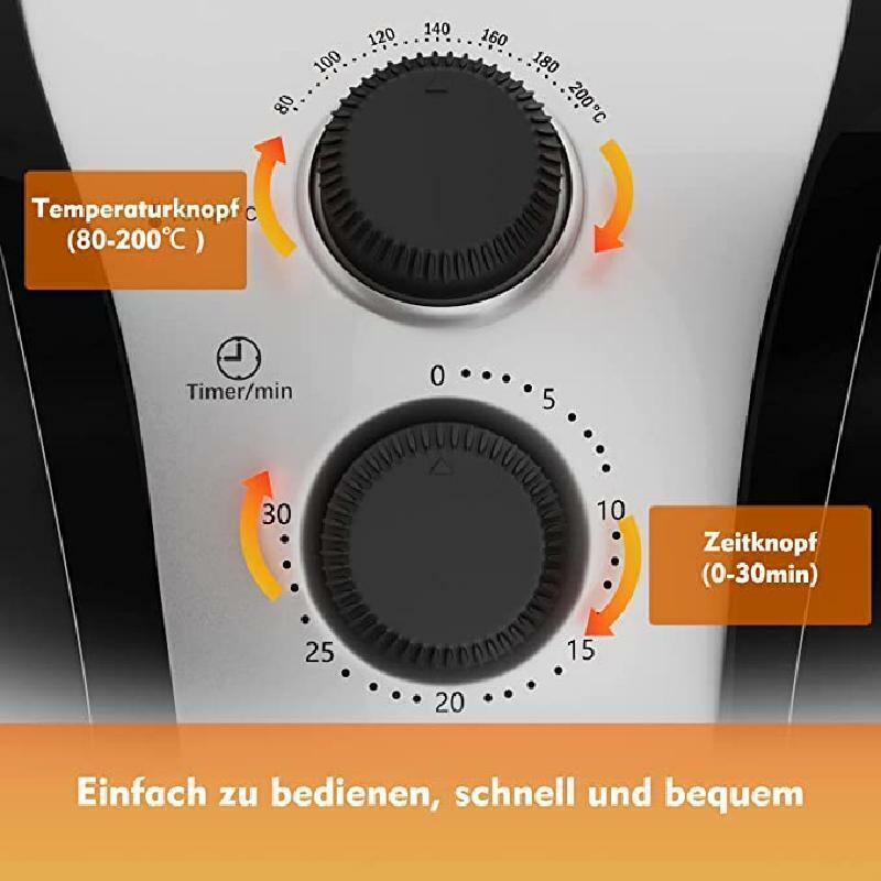 Heißluft Fritteuse Power 1500W 2.5L Airfryer Fritteuse Ohne Öl Thermostat Timer