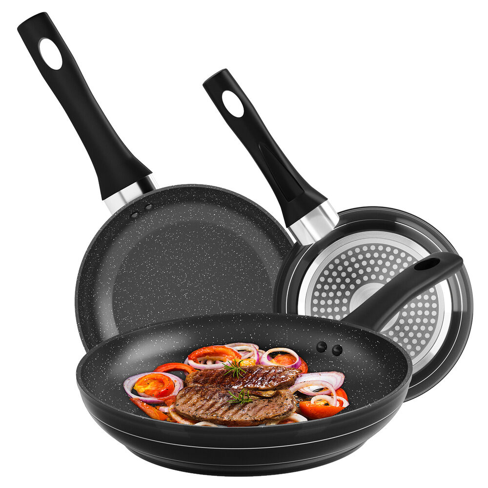 3 pcs pan induction pan set 20/24/28cm frying pan with non-stick coating 