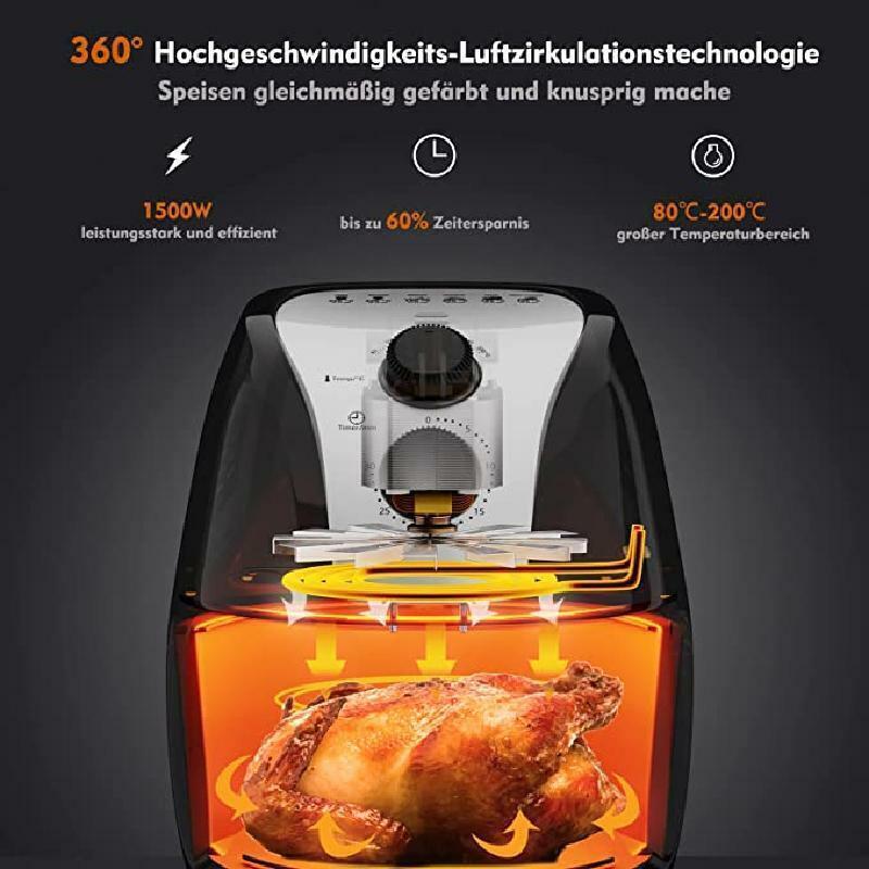 Heißluft Fritteuse Power 1500W 2.5L Airfryer Fritteuse Ohne Öl Thermostat Timer